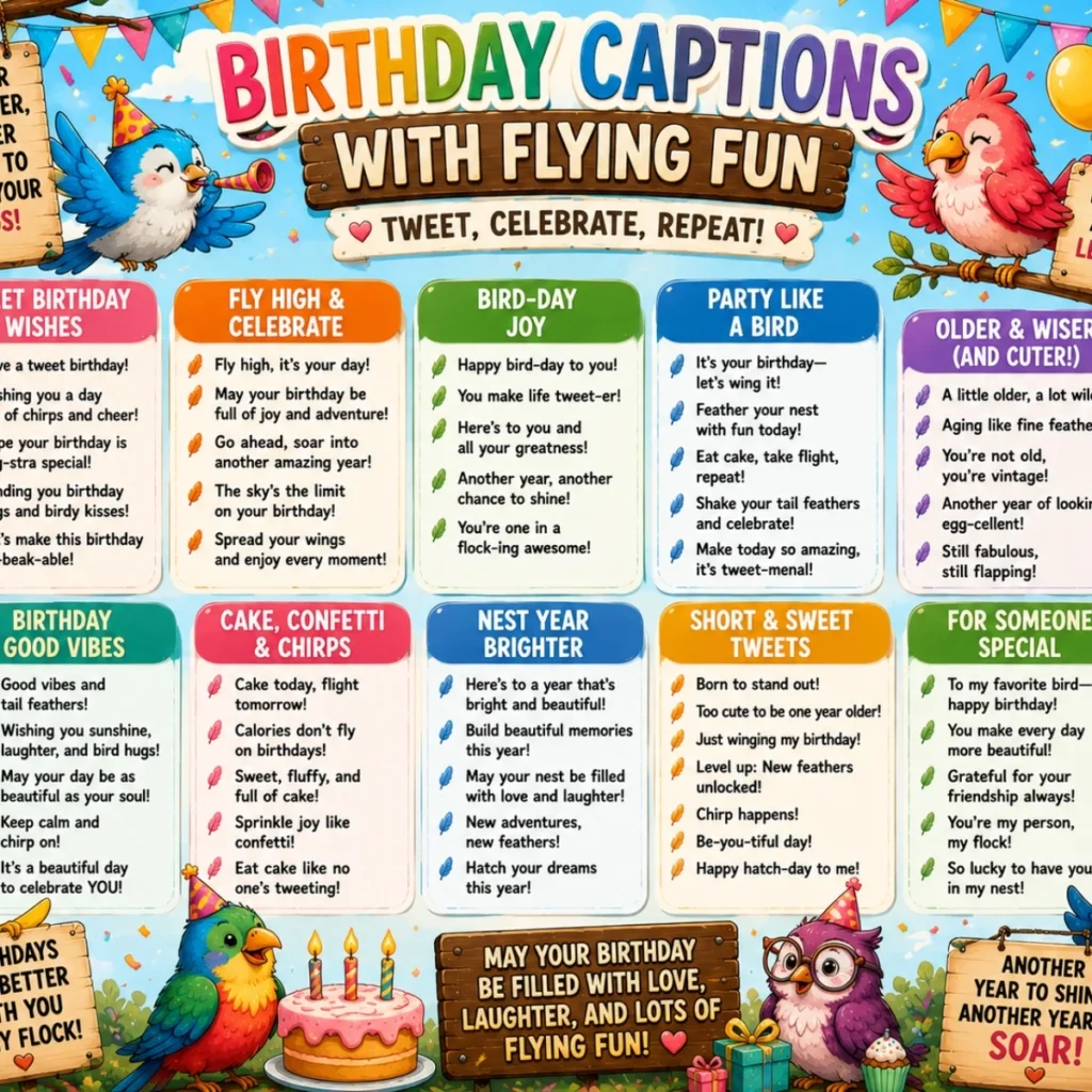 Birthday Captions With Flying Fun