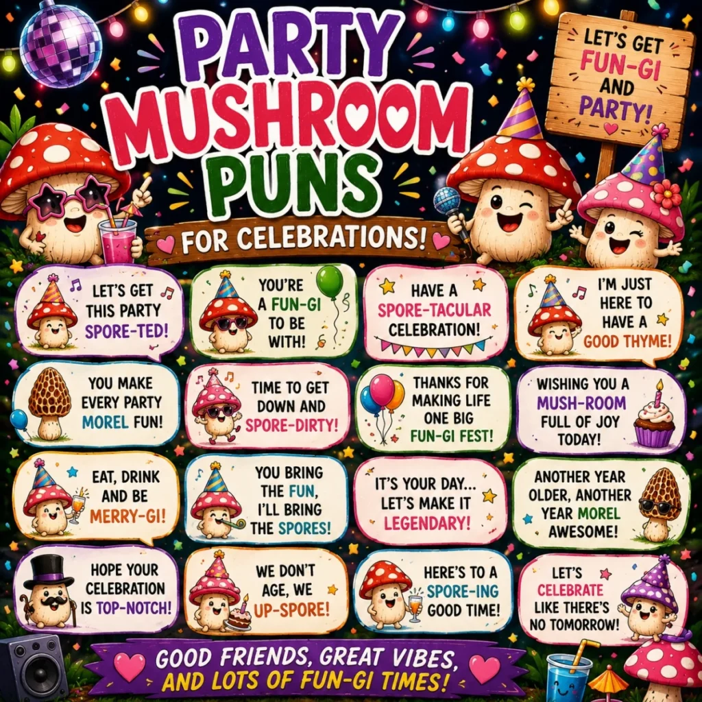 Party Mushroom Puns For Celebrations