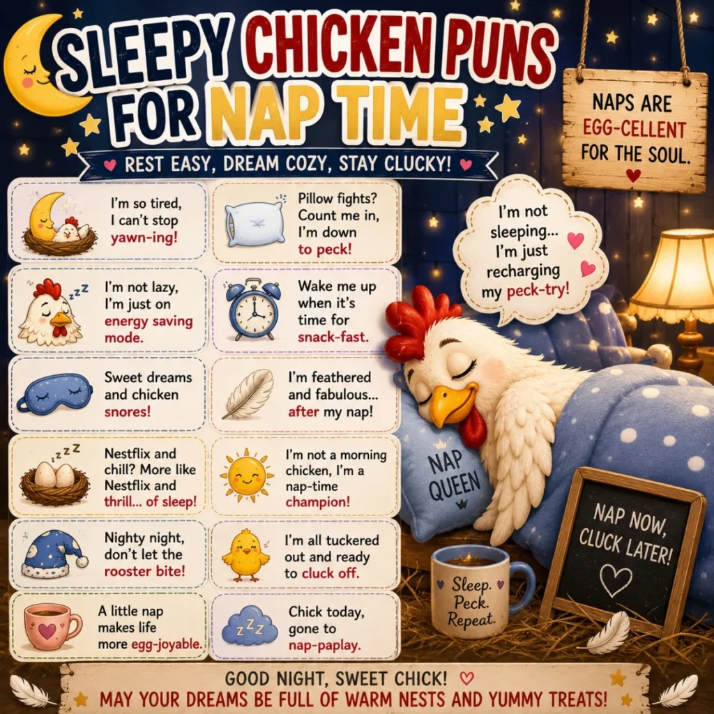 😴 Sleepy Chicken Puns For Nap Time