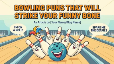 Funny bowling puns and bowling jokes featuring strikes, spares, pins, and lane-themed humor.