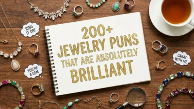 Jewelry puns collection featuring sparkling gems, diamond jokes, and brilliant jewelry humor for all ages