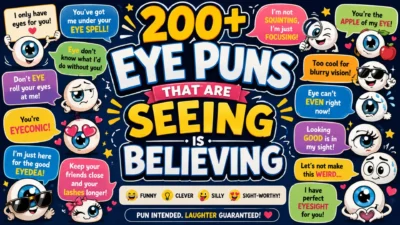 Colorful Pokémon puns poster featuring Pikachu and friends with funny jokes and playful cartoon artwork.