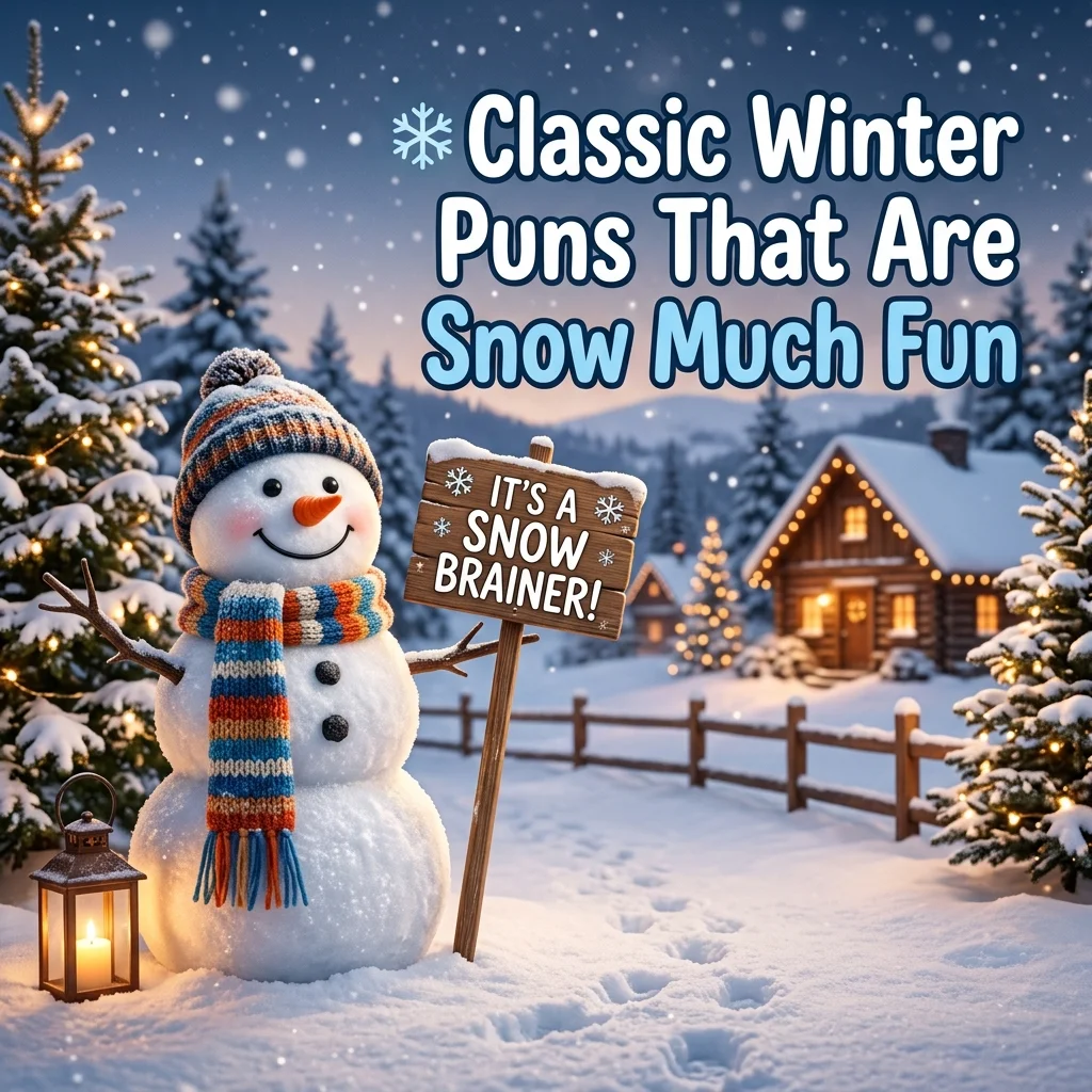 Alt Text:
[Write SEO optimized alt text under 125 characters] 



Caption:
[Write an emotional and engaging caption]

Description:
[Write 2–3 meaningful lines about the image]

❄️ Classic Winter Puns That Are Snow Much Fun