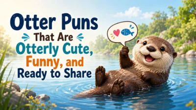 Cute otter puns cover image with smiling otter floating on water and funny playful text
